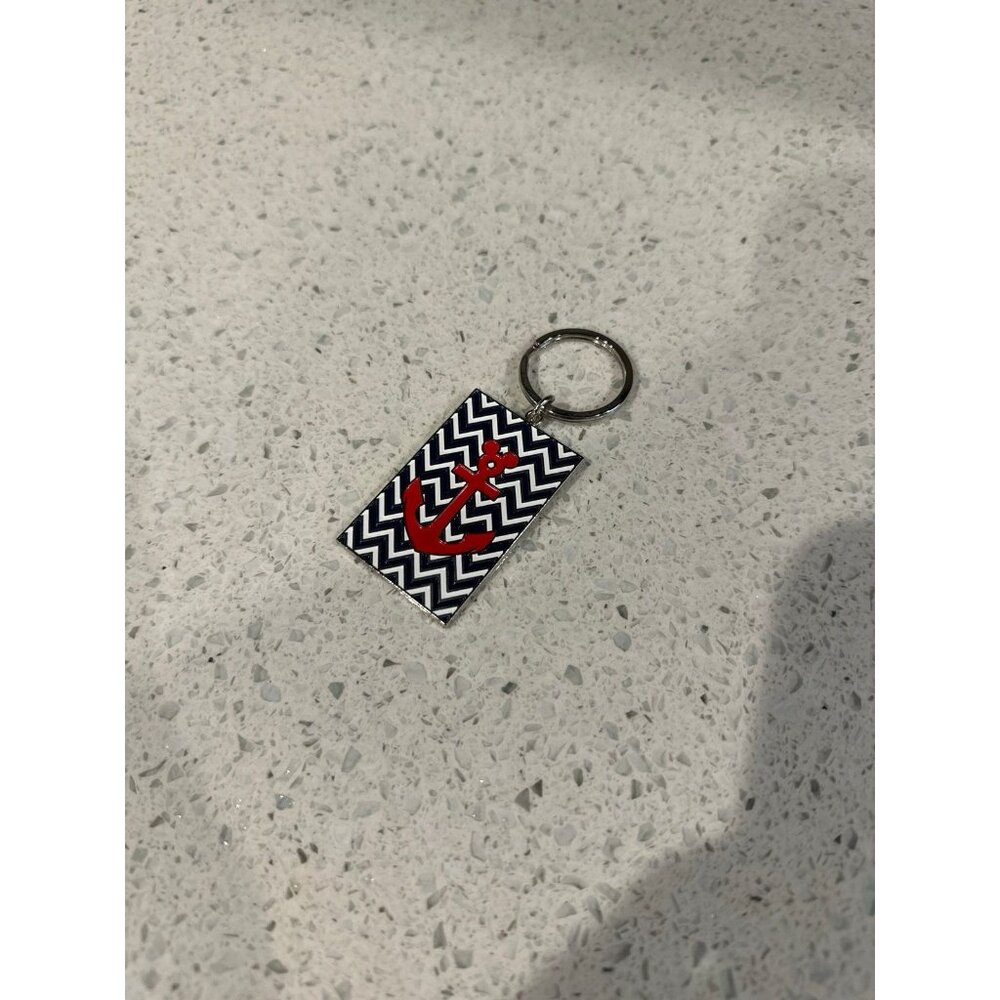 Classic Disney Cruise Line‎ Chrome Keychain with Red Anchor